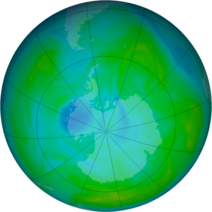 Antarctic ozone map for 28 December 2005